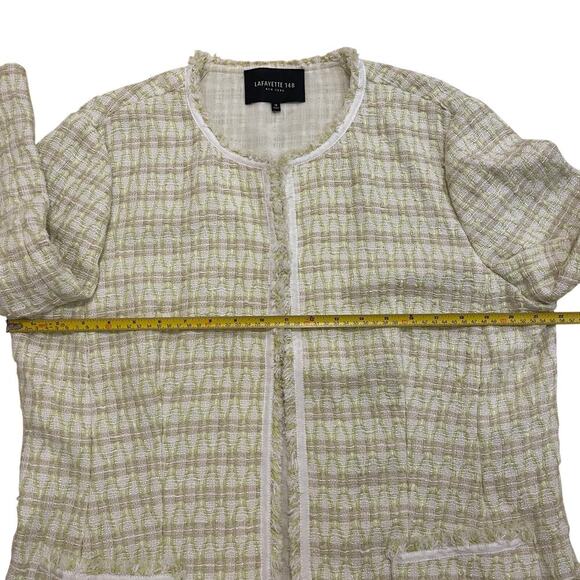 Lafayette 148 16 Tweed Blazer | Bouclé Chartreuse Plaid Career Jacket MSRP $1298 - Picture 9 of 11